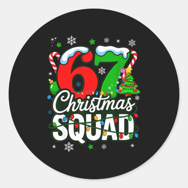 Pegatina Redonda 67 Squad Teacher Christmas Funny Holiday Clroom Cr (Anverso)