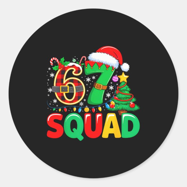 Pegatina Redonda 67 Squad Teacher Christmas Funny Holiday Clroom Cr (Anverso)
