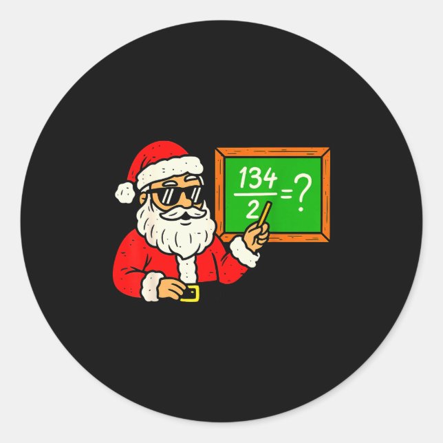 Pegatina Redonda 67 Teacher Christmas Santa Six Seven Meme Brainrot (Anverso)