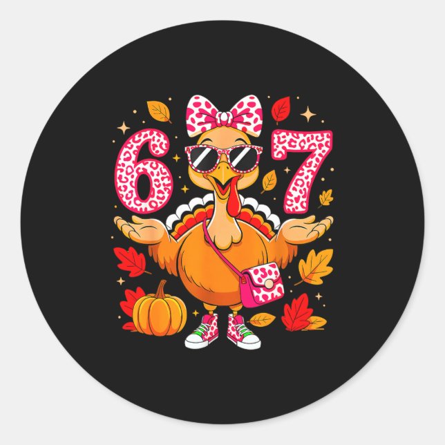 Pegatina Redonda 67 Thanksgiving Funny Turkey Thanksgiving 67 Turke (Anverso)
