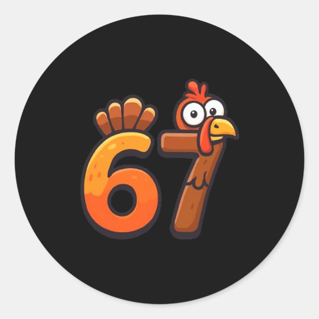 Pegatina Redonda 67 Thanksgiving Funny Turkey Thanksgiving 67 Turke (Anverso)