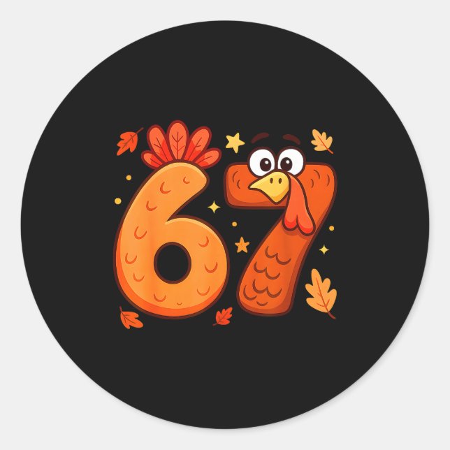 Pegatina Redonda 67 Thanksgiving Funny Turkey Thanksgiving 67 Turke (Anverso)