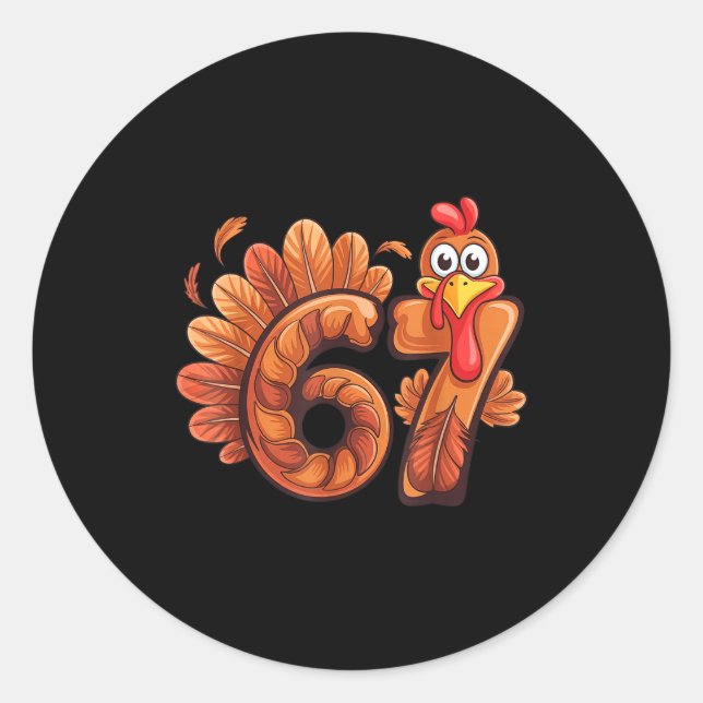 Pegatina Redonda 67 Thanksgiving Turkey  (Anverso)
