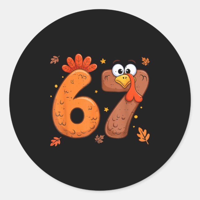 Pegatina Redonda 67 Thanksgiving Turkey Turkey  (Anverso)