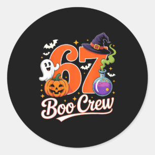Pegatina Redonda 67 tripulación boo divertida calabaza de bruja fan