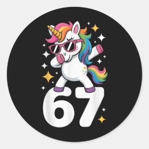 Pegatina Redonda 67 Unicornio Haciendo Dabbing Seis Siete Meme Dive