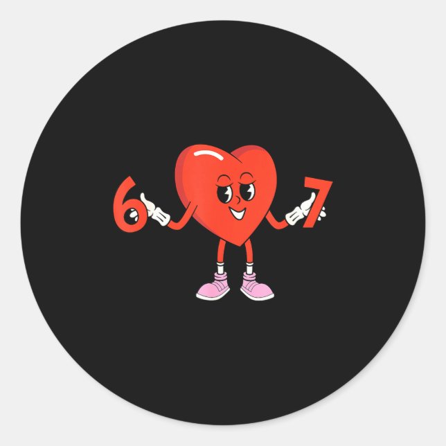 Pegatina Redonda 67 Valentines Funny Six Seven Cute Heart 6 7 Meme  (Anverso)