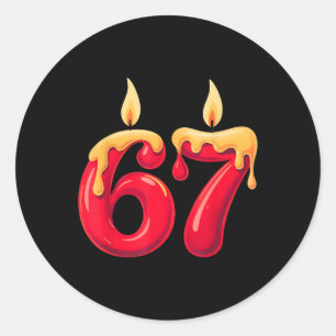 Pegatina Redonda 67 velas de Navidad