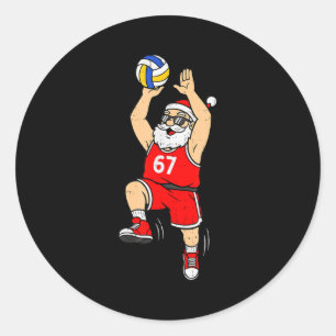 Pegatina Redonda 67 Volleyball Santa Seis Siete Meme Navidad Srt M