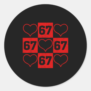 Pegatina Redonda 67 Xoxo Corazón Lindo Día de San Valentín 6 7 Seis