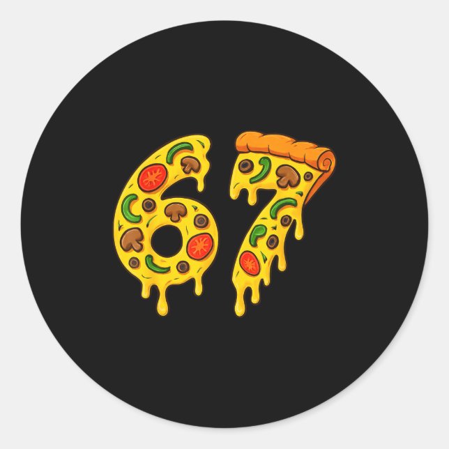 Pegatina Redonda 67 Zza Meme Funny Six Seven Gen Alpha Slang Kids D (Anverso)