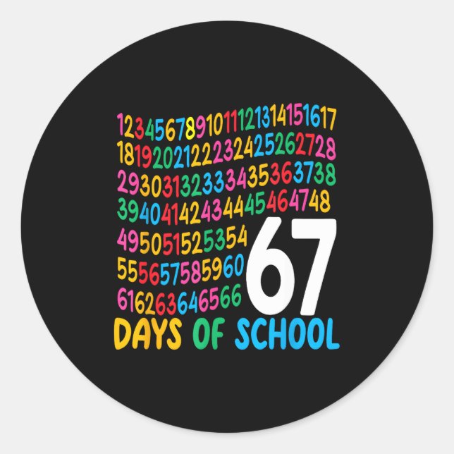 Pegatina Redonda 67th Day Of School 67 Math Numbers Teacher Kids 67 (Anverso)