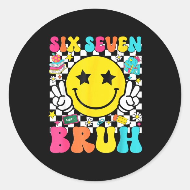 Pegatina Redonda 67th Day Of School Shirt 67 Days Smarter Smile Fac (Anverso)