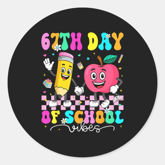Pegatina Redonda 67th Day Of School Shirt 67 Days Smarter Teacher B (Anverso)