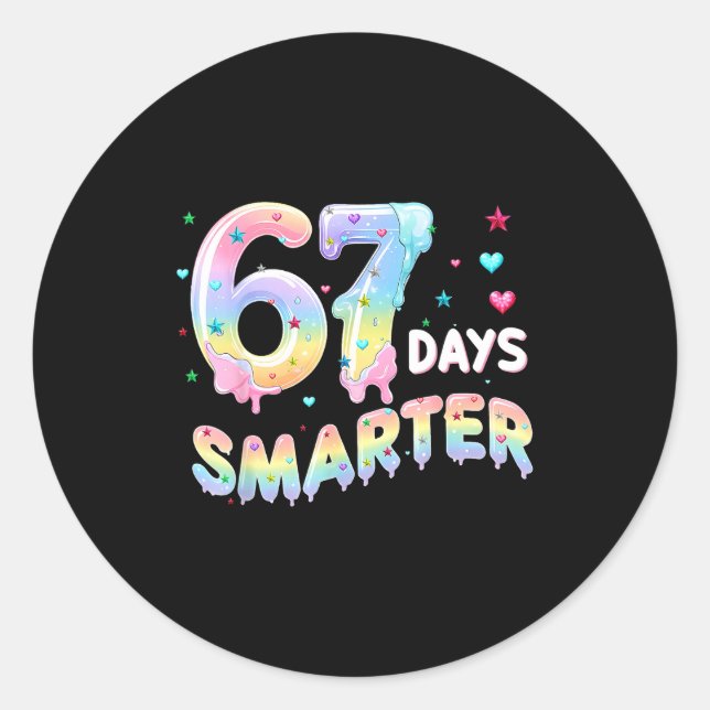 Pegatina Redonda 67th Day Of School Shirt 67 Days Smarter Teacher B (Anverso)