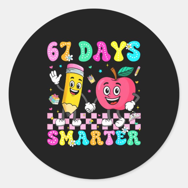 Pegatina Redonda 67th Day Of School Shirt 67 Days Smarter Teacher B (Anverso)