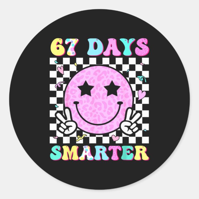Pegatina Redonda 67th Day Of School Shirt 67 Days Smarter Teacher G (Anverso)