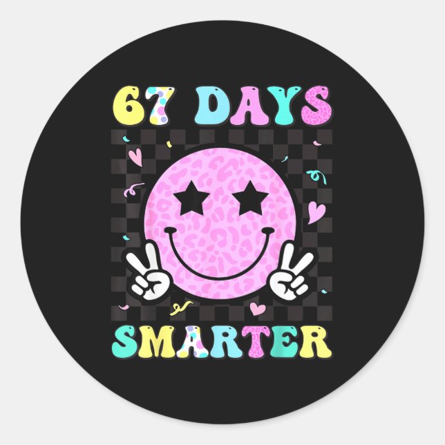 Pegatina Redonda 67th Day Of School Shirt 67 Days Smarter Teacher G (Anverso)