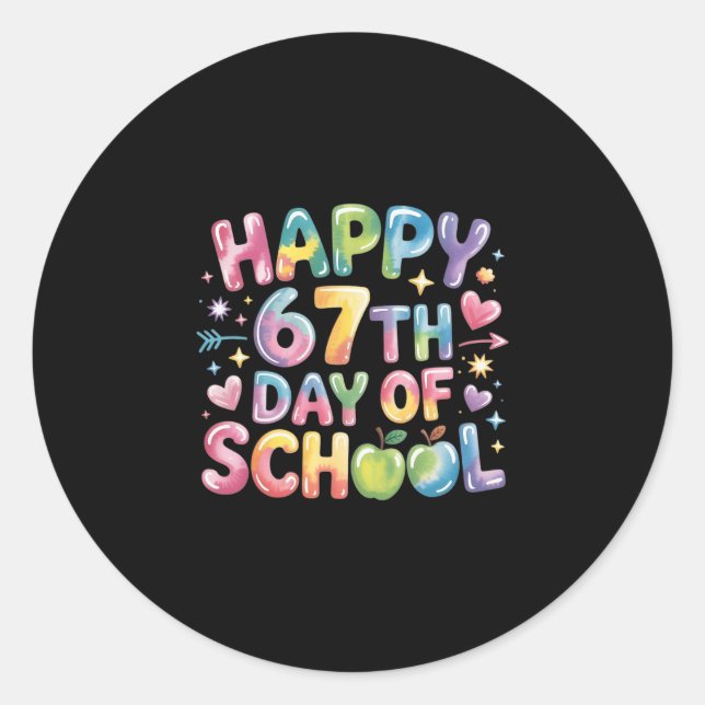 Pegatina Redonda 67th Days Of School Funny 67 Meme Teacher  (Anverso)