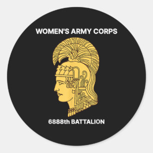 Pegatina Redonda 6888º Batallón Seis Triple Octava Mujer Negra
