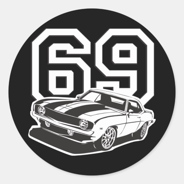Pegatina Redonda 69 Camaro (Anverso)