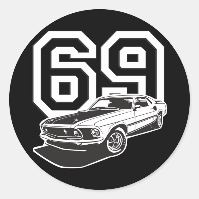 Pegatina Redonda 69 Fastback (Anverso)