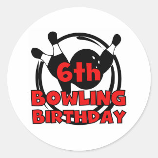 Pegatina Redonda 6.º cumpleaños de Bowling