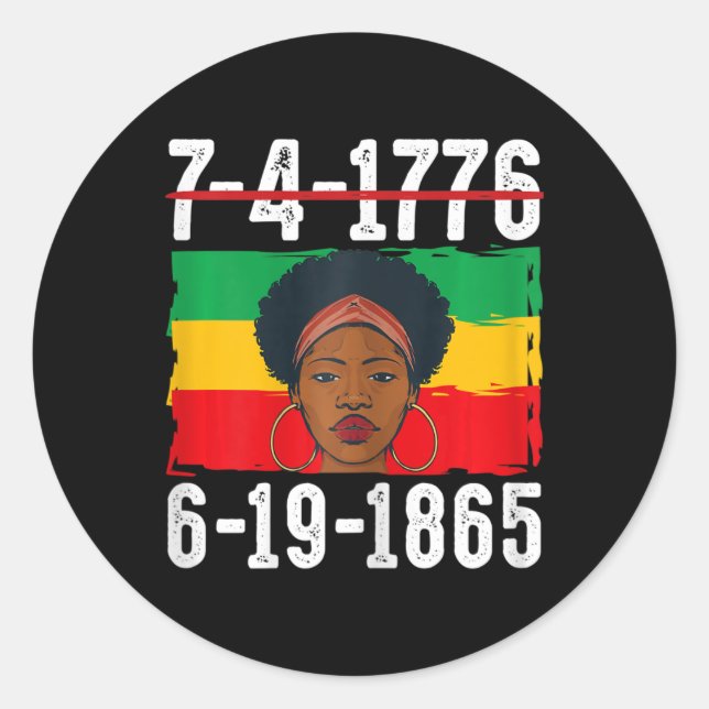 Pegatina Redonda 6-19-1865 Mes de la historia negra afroamericana (Anverso)