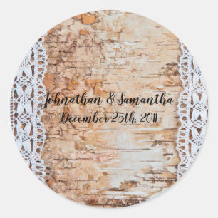 Pegatina Redonda 6 - 3" Pegatinas Favorito País Barn Wood Lace Trim