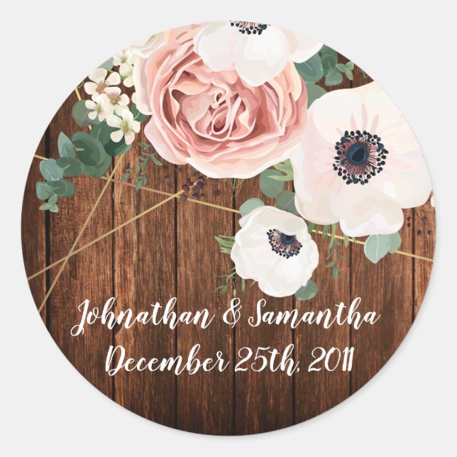 Pegatina Redonda 6 - 3" Pegatinas Favorito Rosa de Jardín Geométric (Anverso)