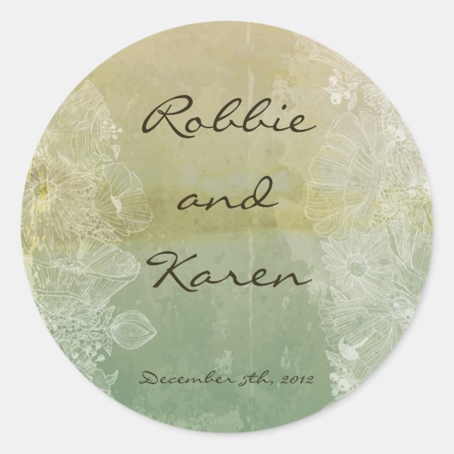 Pegatina Redonda 6 - 3" Pegatinas favoritos Antigüedad floral vinta (Anverso)