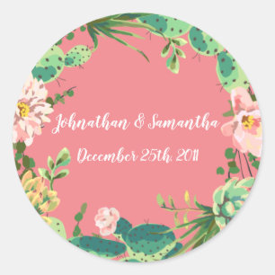 Pegatina Redonda 6 - 3" Pegatinas favoritos Bohemian Cactus Succule