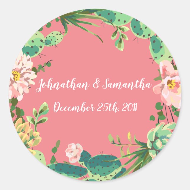 Pegatina Redonda 6 - 3" Pegatinas favoritos Bohemian Cactus Succule (Anverso)