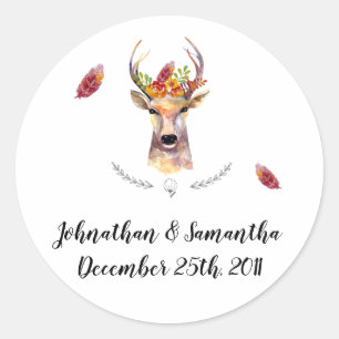 Pegatina Redonda 6 - 3" Pegatinas favoritos boho ciervo Cabeza de d