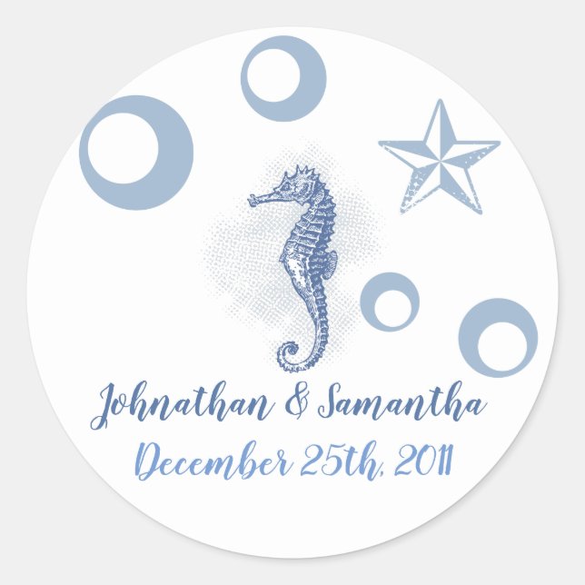 Pegatina Redonda 6 - 3" Pegatinas favoritos Marahorse Sea Ocean Bea (Anverso)