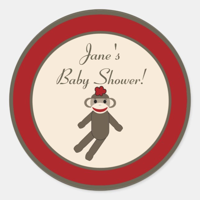 Pegatina Redonda 6 - 3" Pegatinas favoritos mono de media luna rojo (Anverso)