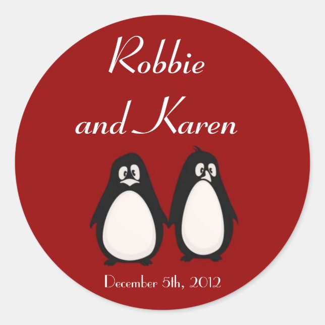 Pegatina Redonda 6 - 3" Pegatinas favoritos Penguin Love Couple Mat (Anverso)