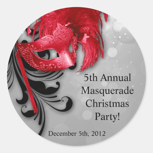 Pegatina Redonda 6 - 3" Pegatinas favoritos rojo en mascarada de pl (Anverso)