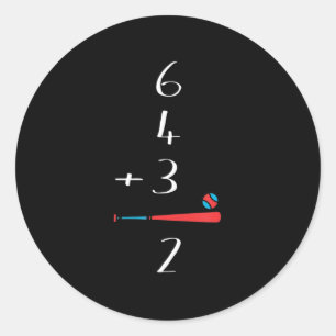 Pegatina Redonda 6 4 3 2 Béisbol De Doble Juega