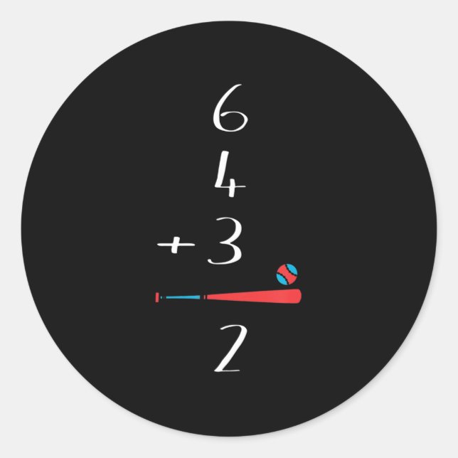 Pegatina Redonda 6 4 3 2 Béisbol De Doble Juega (Anverso)