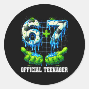 Pegatina Redonda 6+7 13 años adolescente oficial gota de fútbol 13
