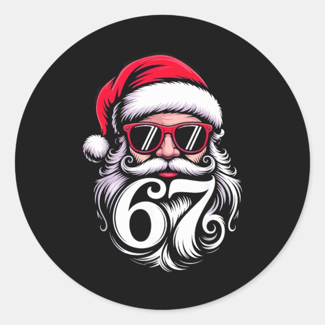 Pegatina Redonda 6 7 Christmas 67 Santa Six Seven  (Anverso)