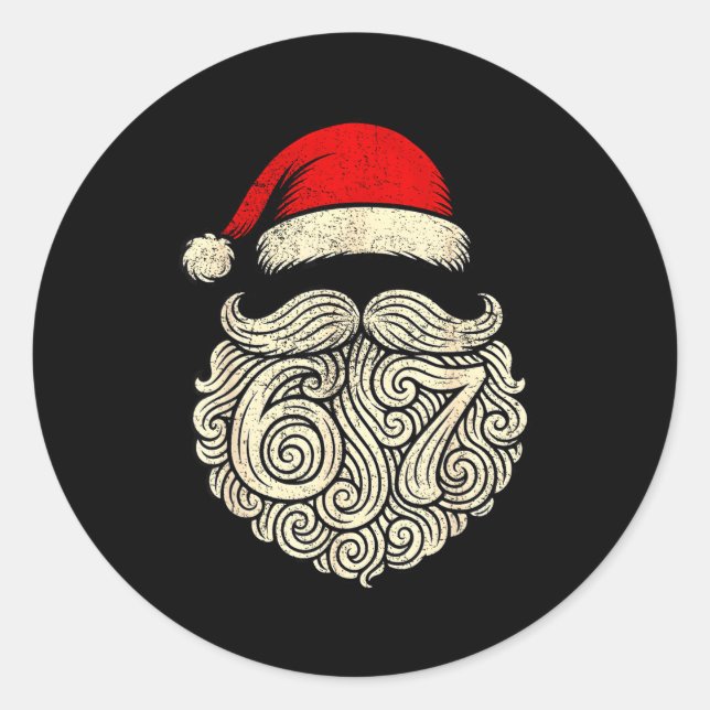 Pegatina Redonda 6 7 Christmas 67 Santa Six Seven Christmas Boys Te (Anverso)