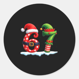 Pegatina Redonda 6-7 Equipo de Navidad Divertido 67 Seis Siete Meme