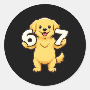 Pegatina Redonda 6 7 Golden Retriever Perro Profesor de Matemáticas