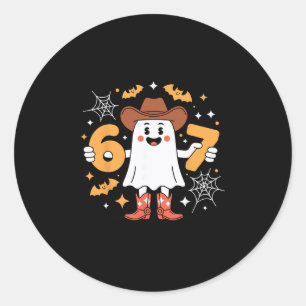 Pegatina Redonda 6 7 Halloween Fantasma 67 Meme Gen Alfa Seis Siete