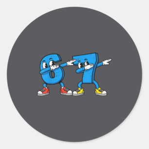 Pegatina Redonda 6 7 Meme Dab Números