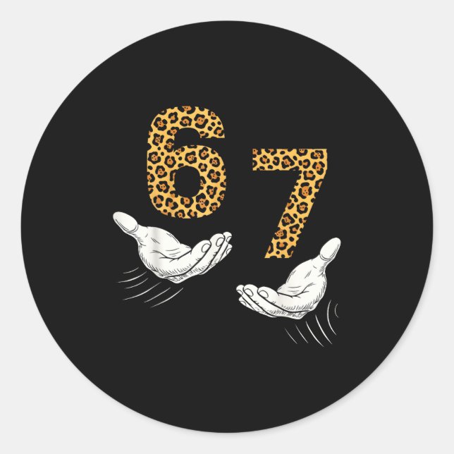 Pegatina Redonda 6-7 Meme Leopard Cheetah Cool Six-seven Funny  (Anverso)