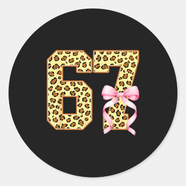 Pegatina Redonda 6-7 Meme Leopard Cheetah Cool Six-seven Funny 67 G (Anverso)