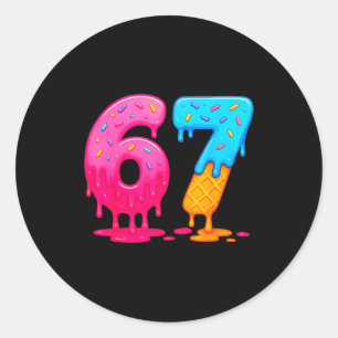 Pegatina Redonda 6 7 Meme Seis Siete Helado Goteo